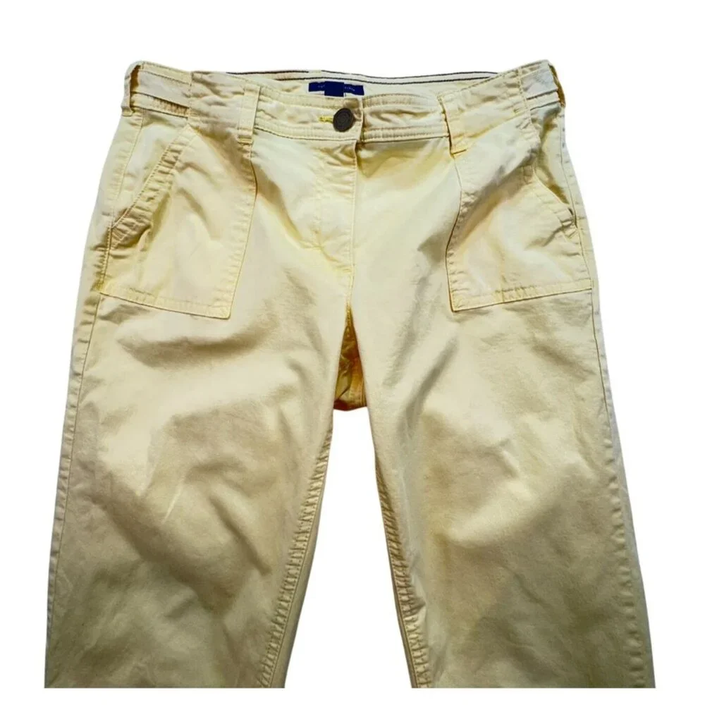 Tommy Hilfiger Womens Sloan Cropped Pants Size 8 Yellow Beachy Coastal